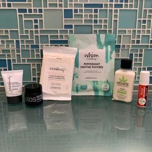 ULTA Beauty Skincare Bundle Primer‎ Makeup Remover Hempz Lotion Whim Foot Mask